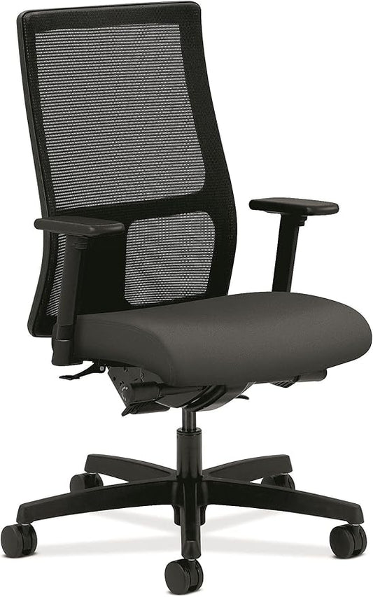 HON Ignition Series Mid-Back Work Chair - Mesh Computer Chair for Office Desk, Iron Ore (HONIW108CU19)