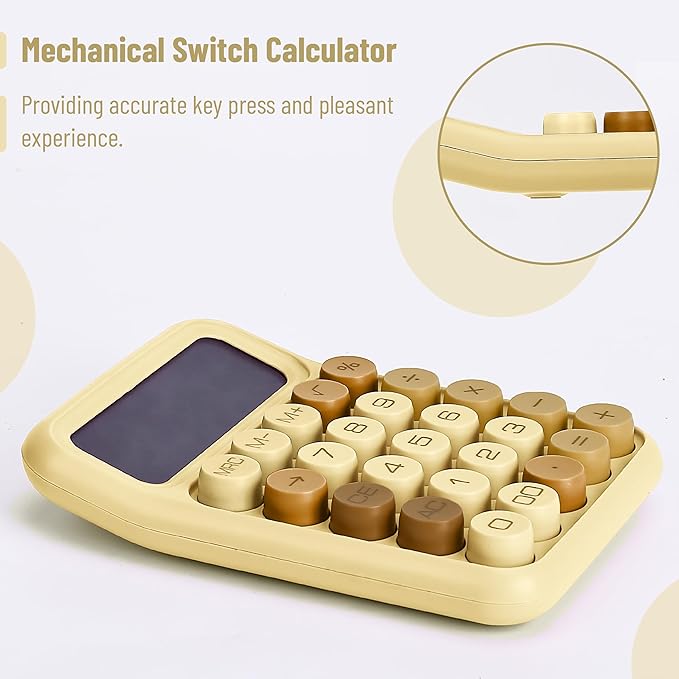 Mr. Pen- Mechanical Switch Calculator, 12 Digits, Large LCD Display, Beach Sand, Mechanical Calculator Big Buttons