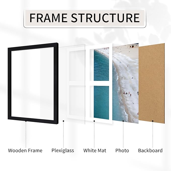 12x16 Picture Frame, 5x7 Collage Picture Frames, Display 4 5x7 Photos with Mat, or 12x16 Picture without Mat, Photo Collage Frame for Wall Decor - Horizontal or Vertical Wall Mounting