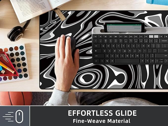 Large Gaming Mouse Pad with Superior Micro-Weave Cloth, Extended Desk Mousepad with Stitched Edges, Anti-Slip Keyboard Pad for Computer, Home and Gaming