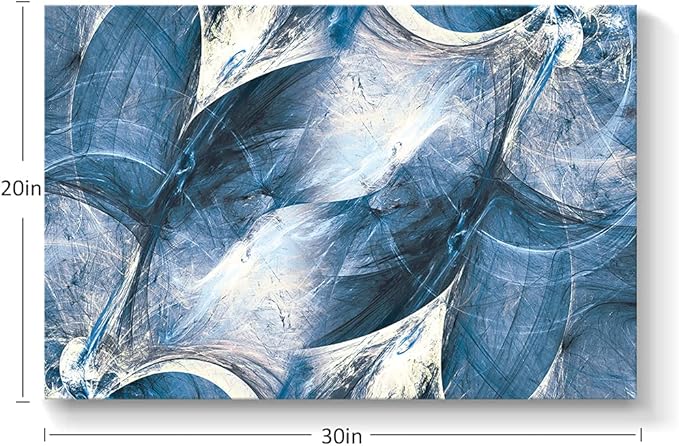 Wall Art Canvas Abstract Art Paintings Blue Circle Graffiti on White Background Modern Artwork Decor for Living Room Bedroom Kitchen 30x20in