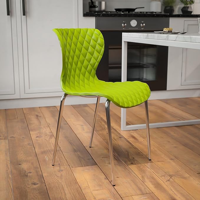 Flash Furniture Lowell Contemporary Design Citrus Green Plastic Stack Chair