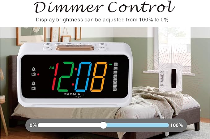 Alarm Clock Radio, 2 Alarms Jumbo LED Display Plug in Digital FM Clock Radio with USB Charging Port, Days Display, Adjustable Volume & Dimmer, Nightlight, Snooze for Deep Sleepers Kids