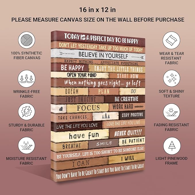 Inspirational Wall Art Framed Canvas 12 x 16 in (Autumn) - Motivational Positive Quotes Rustic Wall Arts Decor for Home Office Bathroom Bedroom Kitchen Classroom Gym
