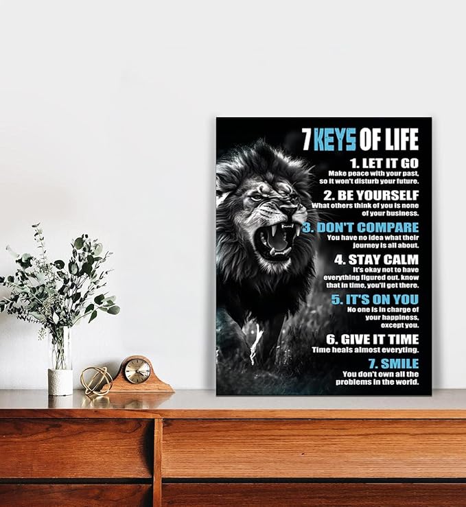 Inspirational Loin Wall Art Motivational Pictures Wall Decor Artwork Modern Animals Canvas Painting Prints Art Living Room Home Office Decor Framed 18" Wx24 H