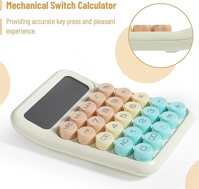 Mr. Pen- Mechanical Switch Calculator, 12Digits, Large LCD Display, Colorful Calculator Big Buttons
