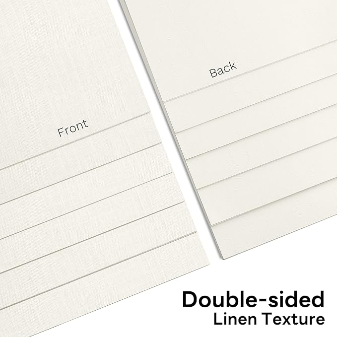 5x7 Ivory Linen Paper Textured Cardstock, Goefun Light Cream Wedding Invitation Cardstock 80 lb Linen Paper for Printing, Invitations, Arts & Crafts and Business Cards,100 Pack