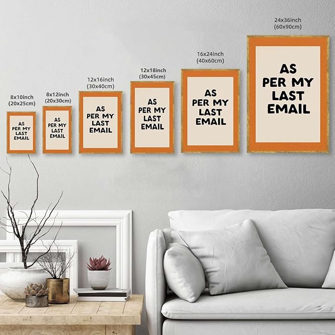 Framed Funny Office Quote Poster Canvas Print Art Modern Minimalist Aesthetic Wall Art Painting Pictures Wall Decor for Office Home Decor Apartment Decoration (Gold Framed,24L x36W)