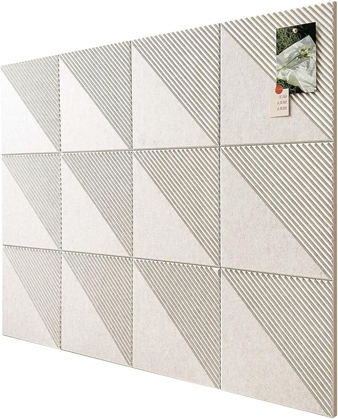 Large Cork Board for Walls 48"x 36", 12 Pack Felt Wall Tiles with Safe Removable Adhesive Tabs, Cork Board for Office,Pinboard Bulletin Board - Oatmeal