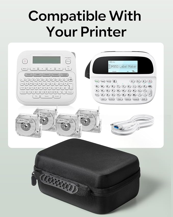 Phomemo Label Printer Hard Case- Compatible for M950 for P-Touch PTD220/PTD210 Home/Office Everyday Label Maker, Black (Case Only)