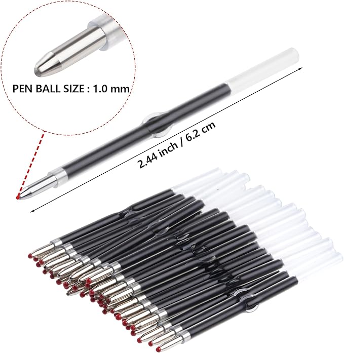 jiebor 100Pcs Beadable Pens Refills Ballpoint Pens Refills Black Ink 1.0mm for Plastic Bead Pens Office Supplies 2.44 Inch