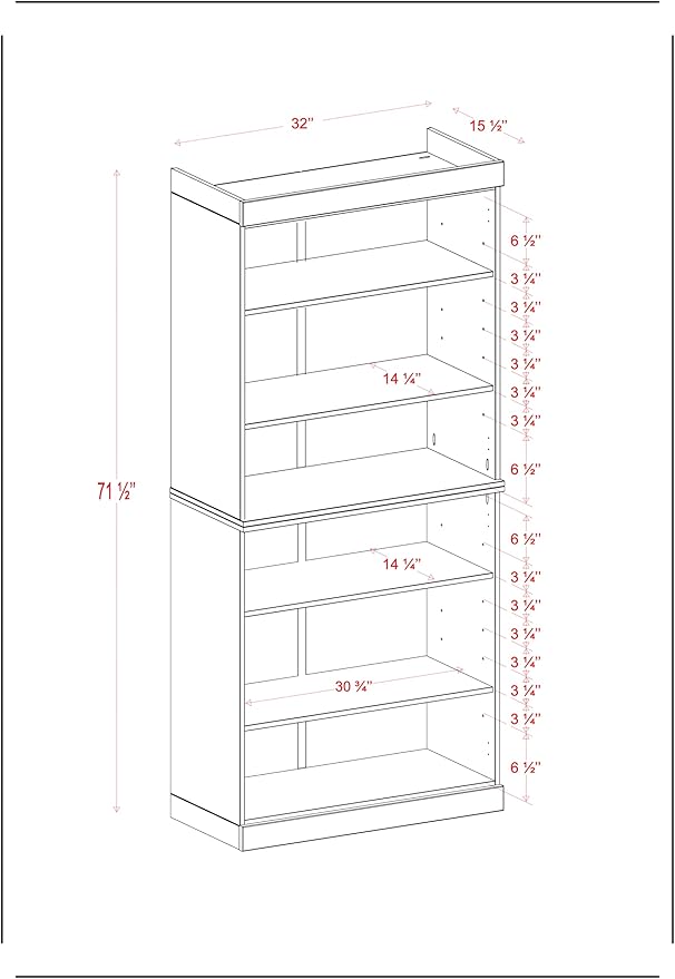 Palace Imports Solid Wood Bookcase - 6-Tier Bookshelf, 71.5" Tall, 32” W - Antique Blue, Stackable Modular, Open Storage Display for Living Room, Office, 100% Eco-Friendly Solid Wood, Made in Brazil