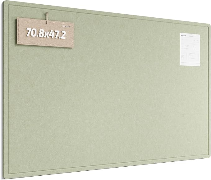 Fluxynara Large Bulletin Board, 70.8" x 47.2" Cork Board Alternative with 48 Safe Removable Adhesive Tabs, Foldable Felt Pin Board for Home Office, Classroom, Bedroom,Entryway for Walls— Sage