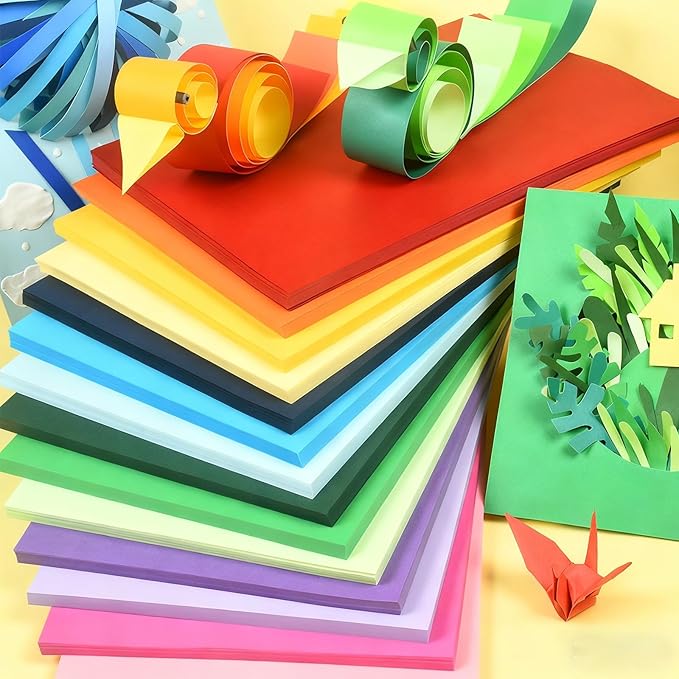 100 Sheets Colored Cardstock, 8.5" X 11" Colored Card Stock, 50 Assorted Colors Construction Colorful Paper Card Stock Printer Paper for Printing, Card Making, DIY Crafts, Party Decorations (180 GSM)