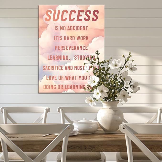 Motivational Canvas Poster Print Wall Art Success Inspirational Entrepreneur Quotes Picture Positive Painting Artwork for Modern Home Bedroom Workplace Wall Decoration Ready to Hang [18''Hx24''W]