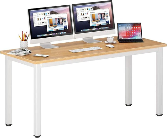 DlandHome 63 inches X-Large Computer Desk, Composite Wood Board, Decent and Steady Home Office Desk/Workstation/Table, BS1-160TW Teak and White Legs, 1 Pack