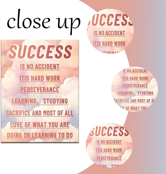 Success Inspirational Canvas Wall Art Office Decor Motivational Poster Print Positive Energy Picture Artwork for Modern Home Living Room Office Workplace Wall Decoration Ready to Hang [30''Wx 40''H]