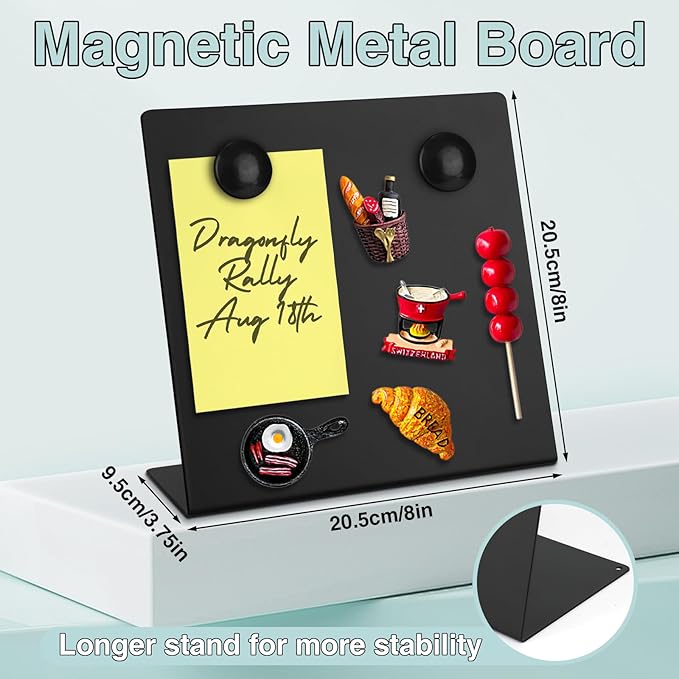 2 Pcs Magnetic Bulletin Board with Stand, 8x8 inch Magnet Display Stand Metal Tabletop Memo Board Magnetic Menu Easel Board for Home,Kitchen,School,Office Decor