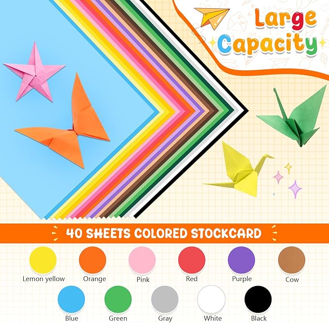 Black Cardstock Bulk 40 Sheets 8.5 x 11 Inches, 180GSM/65LB Colored Card Stock Paper, Construction Craft Paper for DIY Crafts, Card Making, Scrapbooking & Printing
