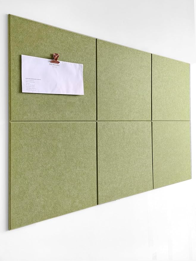 Cork Board 24 x36 Alternative - 6 Pack Felt Wall Tiles with Safe Removable Adhesive Tabs, Cork Boards for Walls Cork Board for Home Office Pin Board Tack Board - Spring Green