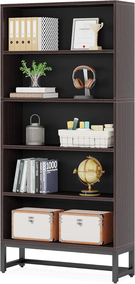 70.8 Inch Tall Bookcase and Bookshelf with Closed Back Shelf, 5-Tier Large Bookcases Organizer with Storage Shelves, Heavy Duty Free-Standing Library Bookcases Shelving Unit for Living Room, Bedroom
