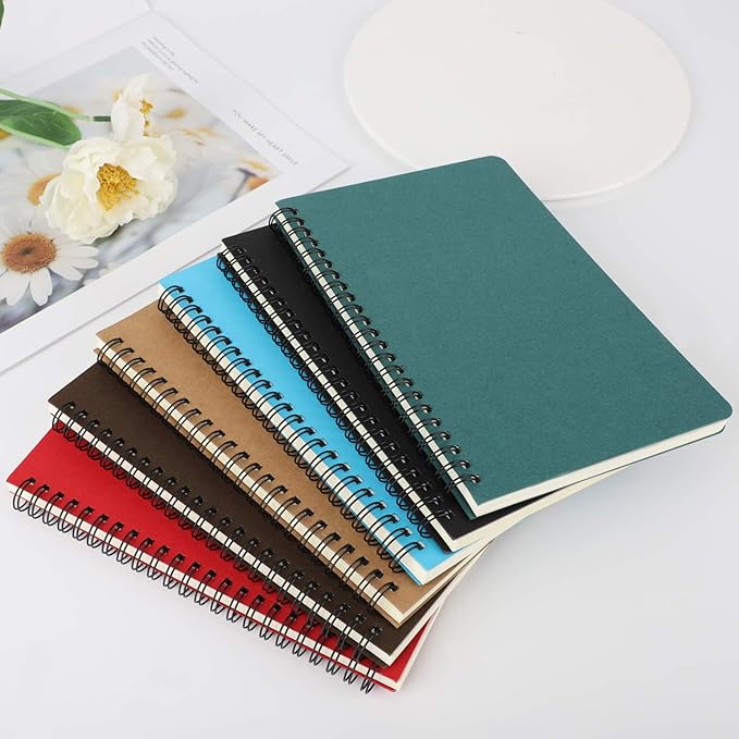 EUSOAR Spiral Journal Lined, A5 12 Pack 5.5" x 8.3" 120 Pages Lined Travel Writing Notebooks Journal, Memo Notepad Sketchbook, Students College Office Business Subject Diary Ruled Spiral Book Journal