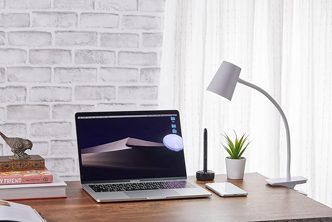 Bostitch Office Adjustable LED Clamp Light, Compact Design, Flexible Neck, Flicker Free, Suction Cups for Stable Installation, White (LED2103)