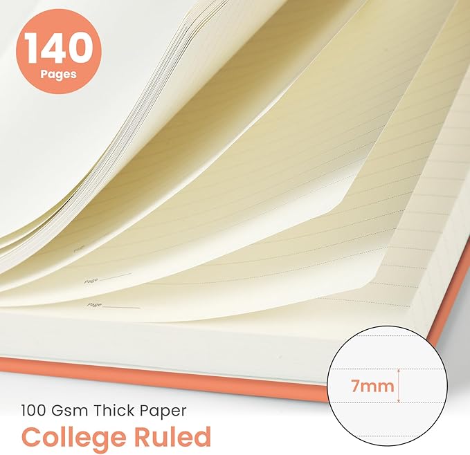 Taja Lined Spiral Journal Notebook for Women & Men, 140 Pages, College Ruled Hardcover Notebook for Work & Note Taking, Journals for Writing, A5(5.7" x 7.9") – Coral