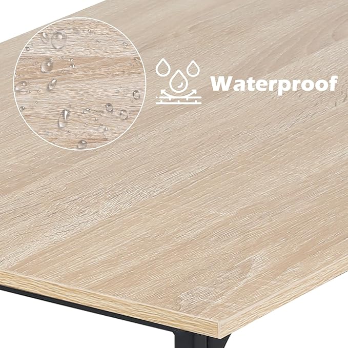 Dkelincs 47 Inch Computer Desk Home Office Desk Gaming Writing Desk Modern Simple Style Study Work Table with Metal Frame, Large Legroom, Adjustable Feet, Water-Resistant, Nature