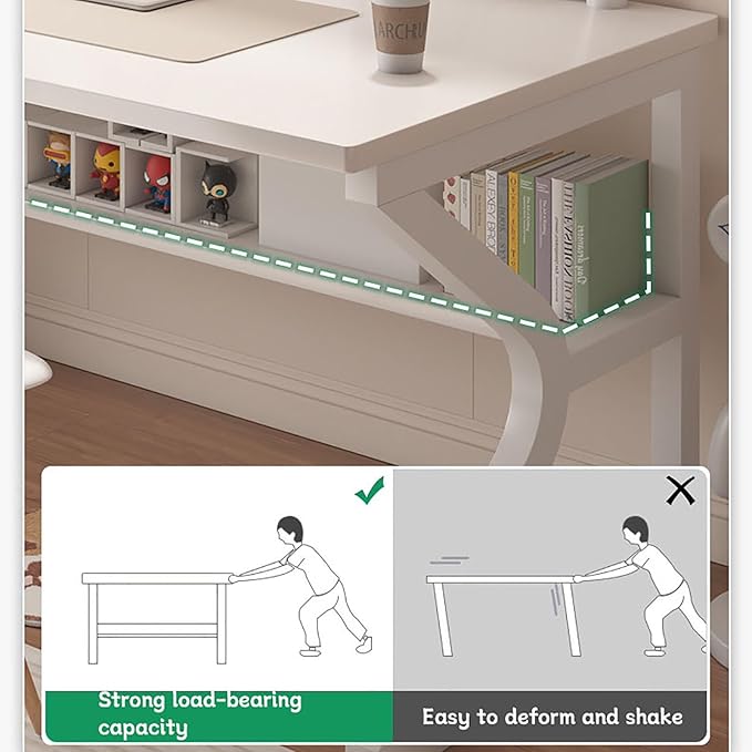 BK&MF Modern Simple Writing Computer Desk,with Storage Portable Gaming Desk Study Laptop Table Space Saving for Home Office,A,140x60x75cm(55x24x30inch)