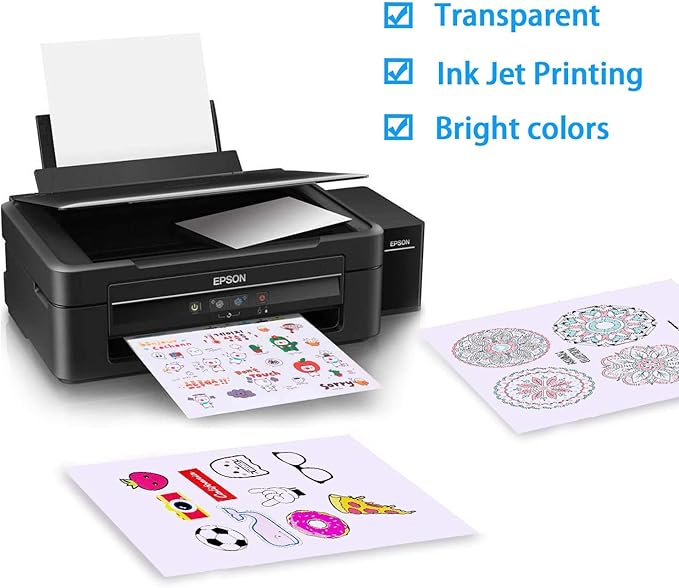Printable Transparent Sticker Paper, Premium Clear Sticker Paper 8.5" x 11" (25 Sheets) - Clear Full Sheet Labels for Inkjet Printers
