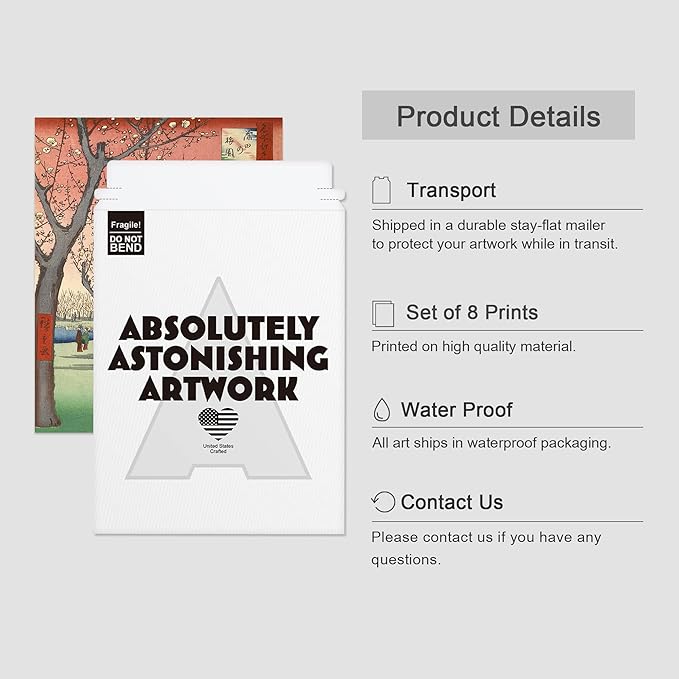 SIGNWIN Poster Wall Art Set of Koinobori The Carp Fish, Plum Park Landscape with 2 Cranes from One Hundred, Plum Blossom in Garden for Living Room, Bedroom, Office - 11"x14"x 8