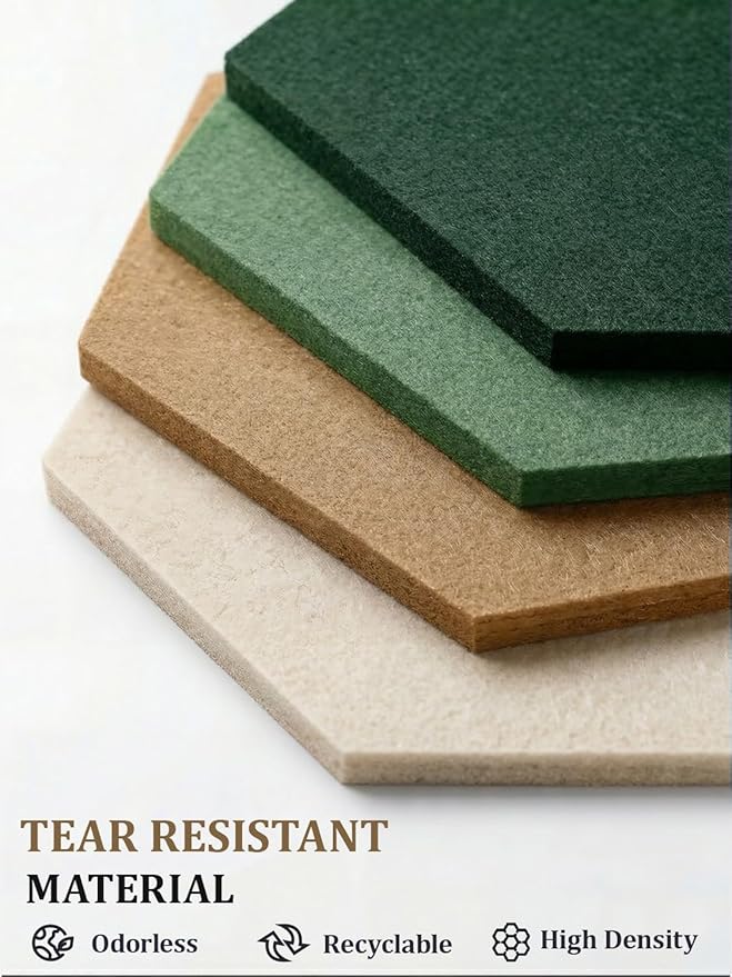 8 Pack Hexagon Felt Bulletin Board Tiles - 11.8" Large Thick Pin Board for Walls with 30 Push Pins, DIY Boards for Office Home School Decor, Aesthetic Hex Cork Board Alternative