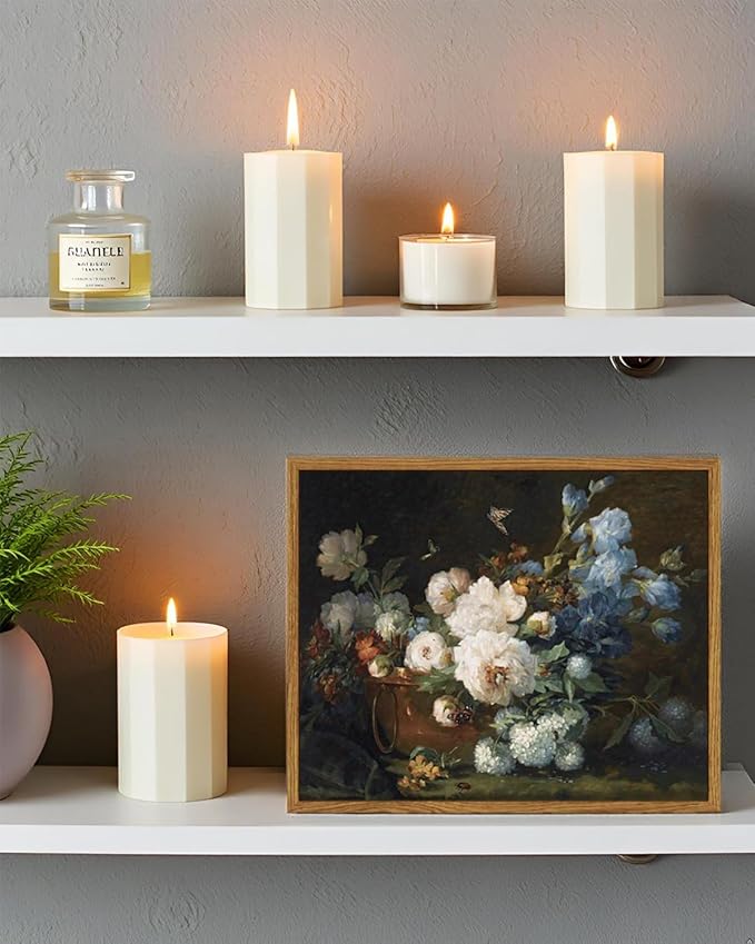 ARPEOTCY Vintage Framed Canvas Wall Art, Bathroom Hydrangea Peonies Floral Pictures Retro Wall Decor, Prints Art, Farmhouse Moody Bedroom Living Room Flower Paintings, 9x11Inch