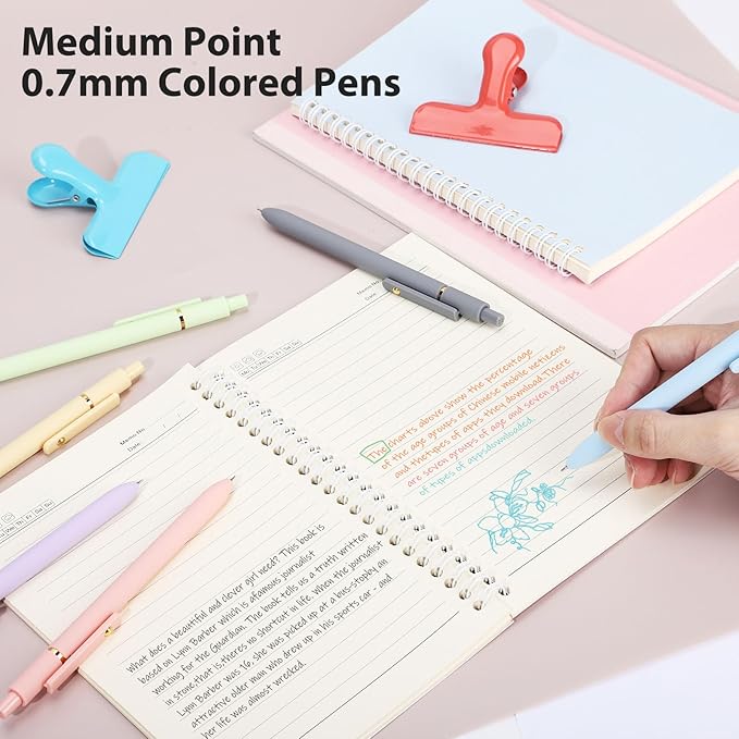 6 Pieces Gel Ink Pen Refills Replaceable Ballpoint Colorful Ink Pen Refills Fine Point 0.7mm Smooth Writing for Office School Supplies (Aesthetic Colorful Ink)