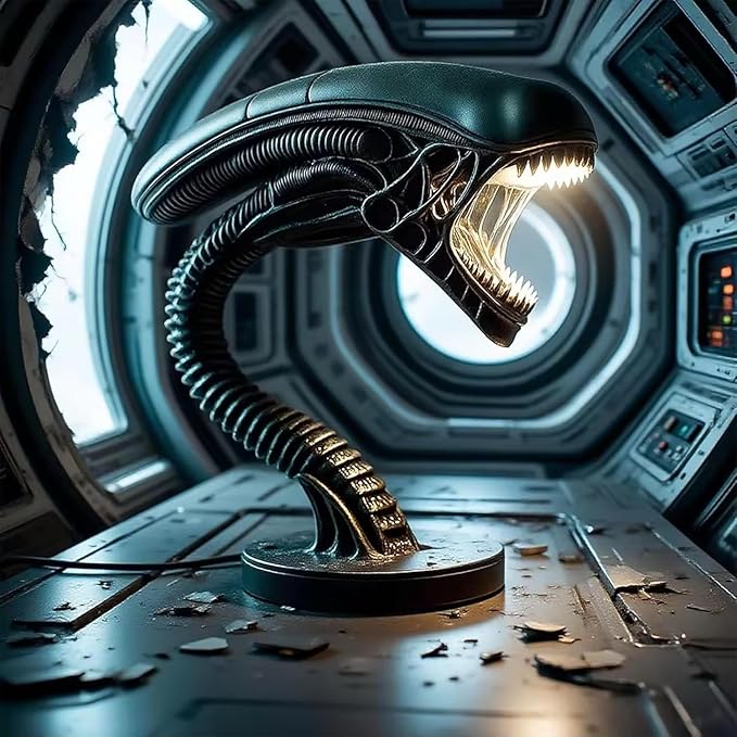 Alien Space Monster LED Desk Lamp 3D Resin Night Light for Sci-Fi Lovers, Alien Desk Lamp, Home Decorative Lighting; Horror Inspired Decorative Lamp for Desk, or Bedside Table (Mid Century)