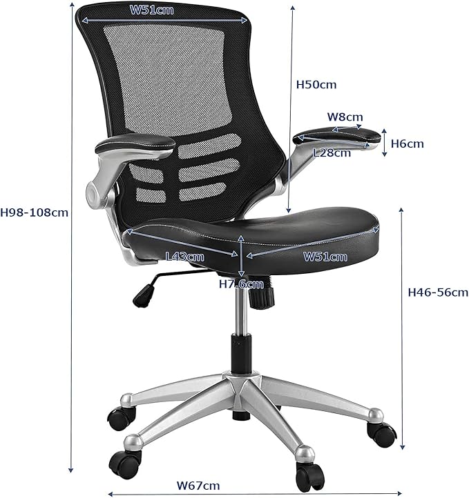 Modway Attainment Mesh Back and Vinyl Seat Modern Office Chair in Black