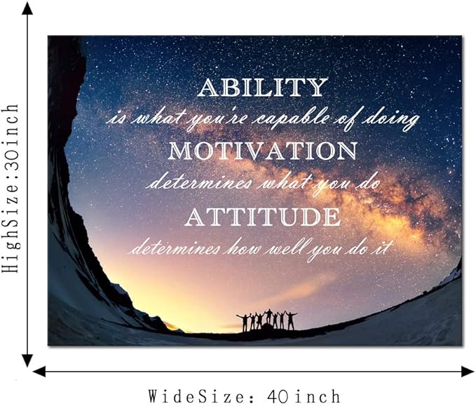 Motivational Quotes Wall Art Motto Inspirational Success Teamwork Canvas Painting Inspirational Entrepreneur Posters and Prints Motivation Attitude Saying Pictures Decor for Office Home (28”Hx44”W)