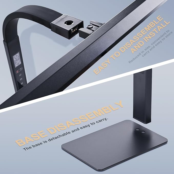LED desk lamp for home office, architect computer work light,Touch color temperature stepless dimming and adjustable flexible gooseneck tube. desk lamp with clock , suitable for reading and studying.