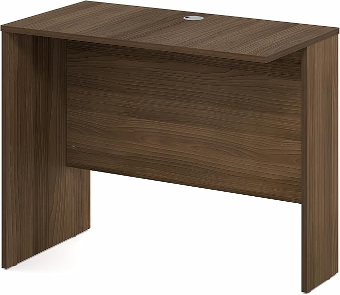 Furinno Roger Office Desk Return, 35 Inch Rectangular Desk Return for Executive Desk, Reversible Return with Cord Grommet, Scratchproof and Water-Resistant, for Home Study, Office, Modern Walnut