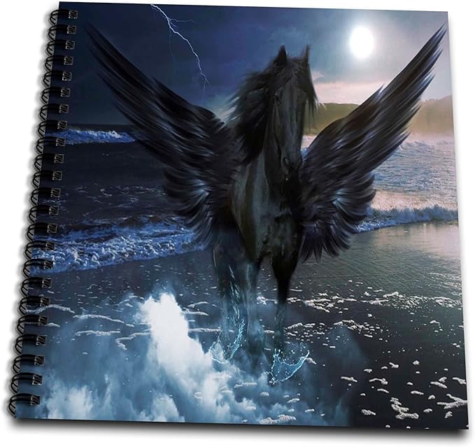 3dRose Print of Pegasus Flies Over The Sea-Drawing Book, 8 by 8" (db_214464_1)