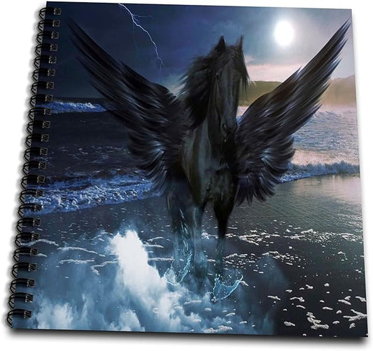 3dRose Print of Pegasus Flies Over The Sea-Drawing Book, 8 by 8" (db_214464_1)