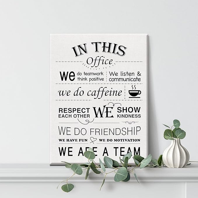 Inspirational Office Wall Art in This Office Quote Canvas Painting Prints for Wall Decor Framed Motivational Artwork Gifts(12x15 Inch)