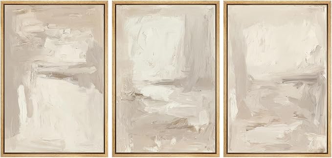MUDECOR Framed Wall Art Print Set Neutral Abstract Modern Minimalist in Beige and Cream Tones Illustrations Modern Art Boho Decorative Colorful for Living Room, Bedroom, Office - 24"x36"x3 Natural