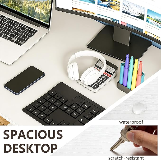 BestOffice Computer Desk,Home Office Desk, Modern Simple Style for Home Office Study Writing (White, 63 Inch)