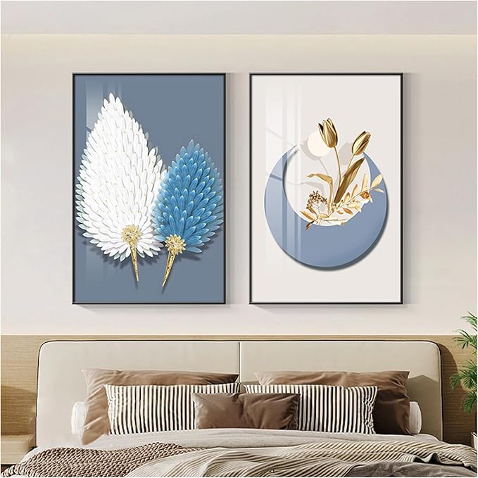 Wall Art for Office Framed Decorative Oil Painting Set Posters for Room Decorative Modern Artwork Ready to Hang 2 Pieces,U,15.7 * 11.8in