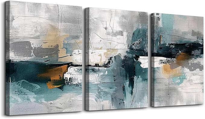 TTHYUEWS Canvas Prints Art 3 Piece Abstract Wall Art For Living Room Bedroom Wall Decor Modern Office Large Decorations Color Block Wall Paintings Pictures Artwork Minimalist Aesthetic Home Decor