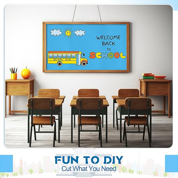 16 in x 40 Ft Fabric Bulletin Board Roll Classroom Non Woven Fabric Background Decorations Waterproof Wrinkle Resistant Bulletin Board for Back to School Wall Decor(Blue,Pure)
