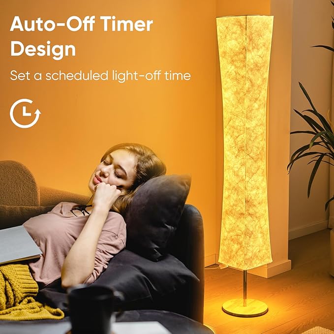 Soft Light Floor Lamp, 58 inch Simple Design Morden 3 Color Lighting Remote Control LED lamp with Tyvek Fabric Shade,Brightness Adjustable for Living Room Bedroom Game Room