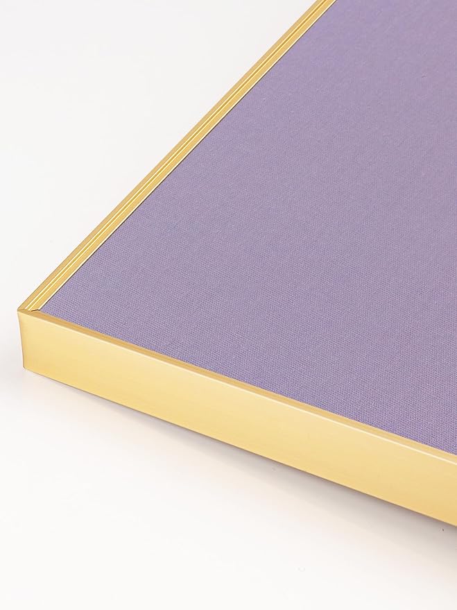 Bulletin Board 30 x 20 inches, Mystic Violet Pin Board, Golden Aluminum Framed Fabric Cork Board with 10 Push Pins